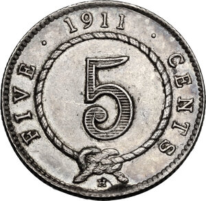 reverse: Sarawak.  Charles Brooke (1868-1917), Rajah. AR 5 cents, 1911H