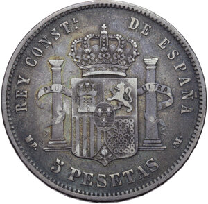 reverse: Spain.  Alfonso XIII (1886-1931). 5 Pesetas 1888 MP-M, Madrid