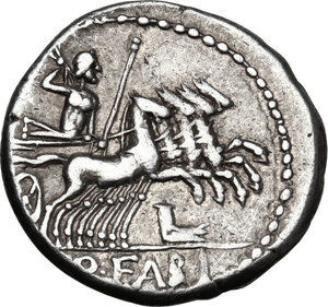 reverse: Q. Fabius Labeo.. AR Denarius, circa 124 BC