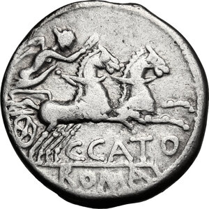 reverse: C. Porcius Cato.. AR Denarius, 123 BC