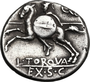 reverse: L. Manlius Torquatus.. AR Denarius, 113-112 BC