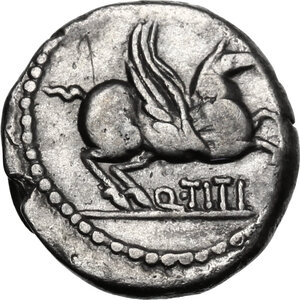 reverse: Q. Titius. AR Quinarius, 90 BC