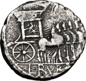 reverse: L. Rubrius Dossenus.. AR Denarius, 87 BC