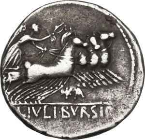 reverse: L. Julius Bursio. . AR Denarius, 85 BC