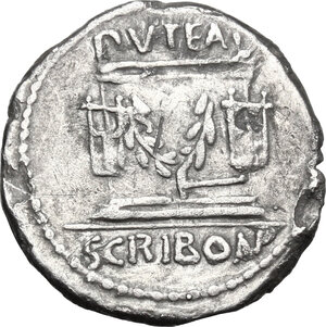 reverse: L. Scribonius Libo. . AR Denarius, 62 BC