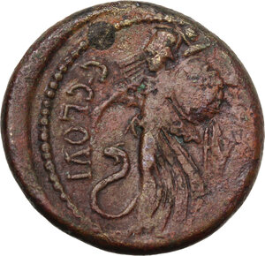reverse: Julius Caesar and C. Clovius. . Bronze, end 46-early 45 BC