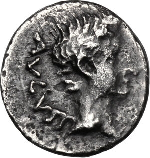 obverse: Augustus (27 BC - 14 AD).. AR Quinarius, Emerita mint, 25-23 BC