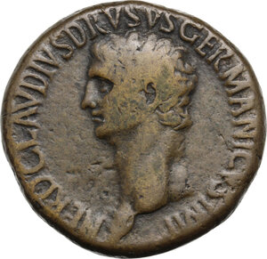 obverse: Nero Claudius Drusus (died 9 AD).. AE Sestertius, struck under Claudius, 50-54