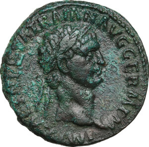 obverse: Trajan (98-117 AD).. AE As, 98-99 AD