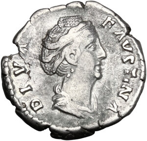 obverse: Diva Faustina I (died 141 AD).. AR Denarius. Struck under Antoninus Pius, circa 146-161