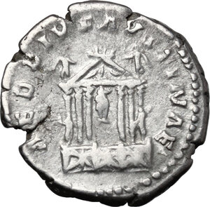 reverse: Diva Faustina I (died 141 AD).. AR Denarius. Struck under Antoninus Pius, circa 146-161