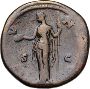 reverse: Diva Faustina I (died 141 AD).. AE Sestertius. Commemorative issue. Struck under Antoninus Pius, circa 146-161 AD