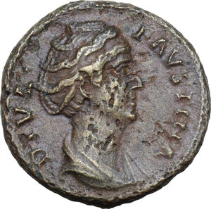 obverse: Diva Faustina I (died 141 AD).. AE As, 141 AD