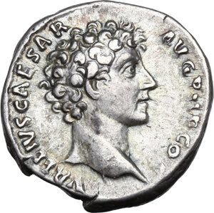 obverse: Marcus Aurelius as Caesar (139-161).. AR Denarius. Struck under Antoninus Pius, 140-144 AD
