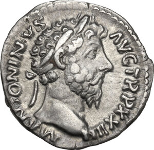 obverse: Marcus Aurelius (161-180 AD).. AR Denarius, Rome. Struck 170 AD