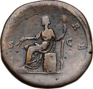 reverse: Faustina II, wife of Marcus Aurelius (died 176 AD).. AE Sestertius. Struck under Aurelius and Verus, 161-164 AD