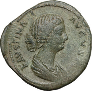 obverse: Faustina II, wife of Marcus Aurelius (died 176 AD).. AE Sestertius, struck under Marcus Aurelius