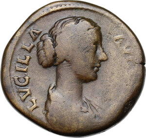obverse: Lucilla, wife of Lucius Verus (died 183 AD).. AE Sestertius, circa 164-169 AD
