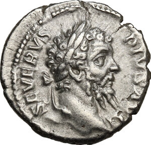 obverse: Septimius Severus (193-211).. AR Denarius, Rome. Struck 208 AD