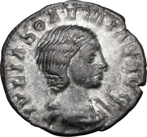 obverse: Julia Soaemias, mother of Elagabalus (died 222 AD).. AR Denarius. Struck under Elagabalus, 218-220 AD