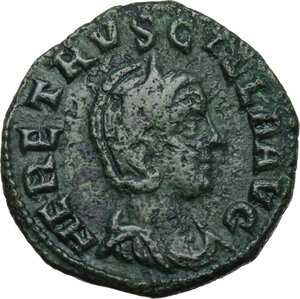 obverse: Herennia Etruscilla, wife of Trajan Decius (249-251 AD).. AE 28 mm. Dacia. Dated CY IV. (AD 249/50)