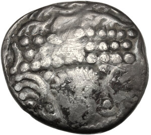 obverse: Celtic, Eastern Europe. AR Tetradrachm, Noricum (Slovenia), Frontalgesicht-type, 2nd-1st century BC