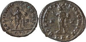 reverse: Constantine I (307-337).. Lot of 2 AE Folles, Lugdunum and Trier mints