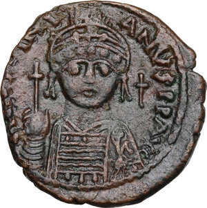 obverse: Justinian I (527-565). AE Follis, Nicomedia mint, year 32 (558/9)