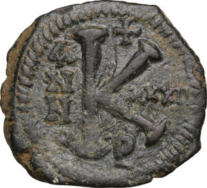 reverse: Justinian I (527-565). AE Half Follis, Antioch mint, year 32 (558/9)