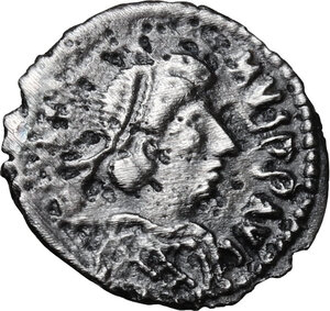 obverse: Justin II (565-578).. AR Half Siliqua, Ravenna mint