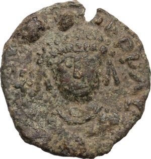 obverse: Maurice Tiberius (582-602).. AE Half Follis, Rome mint