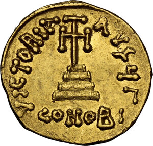 reverse: Constans II, with Constantine IV (641-668). . AV Solidus, Constantinople mint, officina Γ