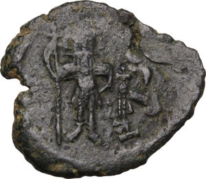 obverse: Constans II, with Constantine IV (641-668). . AE Follis. Syracuse mint. Struck 659-668