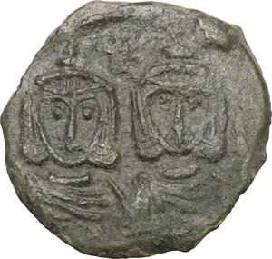 obverse: Leo IV the Khazar, with Constantine VI (775-780).. AE Follis, Syracuse mint