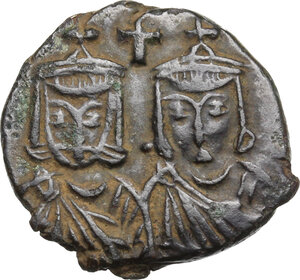 obverse: Leo V with Constantine (813-820).. AE Follis, Syracuse mint