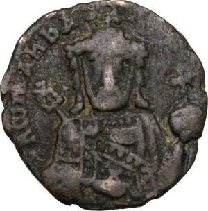 obverse: Constantine VII Porphyrogenitus, with Romanus I (920-944).. AE Follis. Constantinople mint. Struck 931-944