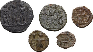 reverse: Late Roman Empire.. Multiple lot of five (5) AE Fractionals