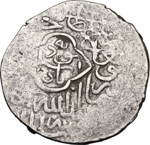 reverse: Timurids.  Sultan Husayn (AH 873-911 / AD 1469-1506). AR Tanka post reform Type, Astarabad, (AH 895-909)