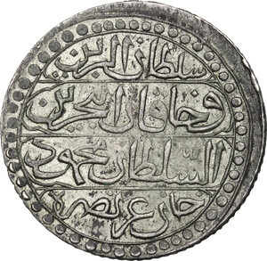 reverse: Ottoman Empire.  Mahmud II (AH 1223-1255 / AD 1808-1839). Budju, Jaza’ir (Algeria), AH 1240 (1824)