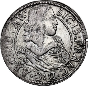 obverse: Austria.  Sigismund Franz (1662-1665). AR 3 Kreuzer 1663, Hall mint