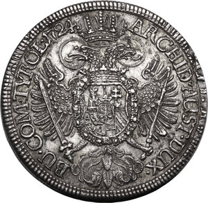 reverse: Austria.  Karl VI (1711-1740).. AR 1/2 Taler 1724, Hall mint