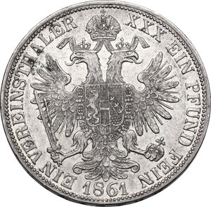 reverse: Austria.  Franz Joseph (1848-1916).. AR Vereinstaler 1861 A, Wien mint