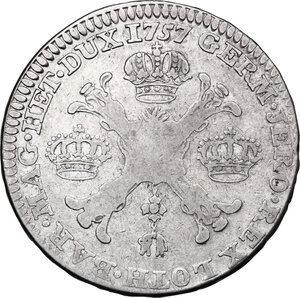 reverse: Austrian Netherlands.  Franz I Stephan (1745-1765).. AR 1/2 Kronentaler, 1757, Antwerp mint