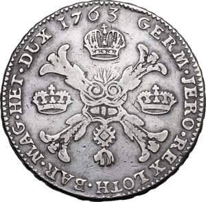 obverse: Austrian Netherlands.  Franz I Stephan (1745-1765).. AR Kronentaler, 1763, Brussels mint