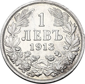 reverse: Bulgaria.  Ferdinand (1887-1918). AR Lev 1913