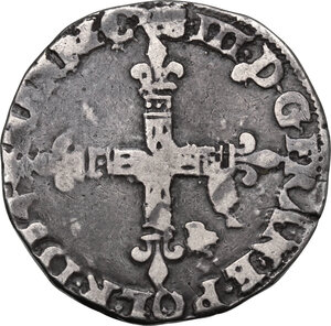 reverse: France.  Henry III (1574-1589). Quart d écu 1584