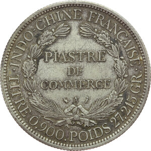 reverse: French Indochina. Piastre de commerce 1887 A, Paris