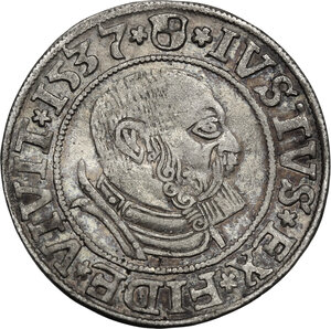 obverse: Germany.  Albert of Brandenburg-Ansbach (1525-1569).. AR Groschen 1537, Preussen, Königsberg mint