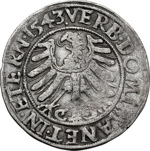 reverse: Germany.  Friedrich II (1495-1547).. AR Groschen, 1543, Silesia-Liegnitz-Brieg