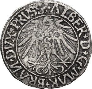 reverse: Germany.  Albert of Brandenburg-Ansbach (1525-1569).. AR Groschen 1544, Preussen, Königsberg mint